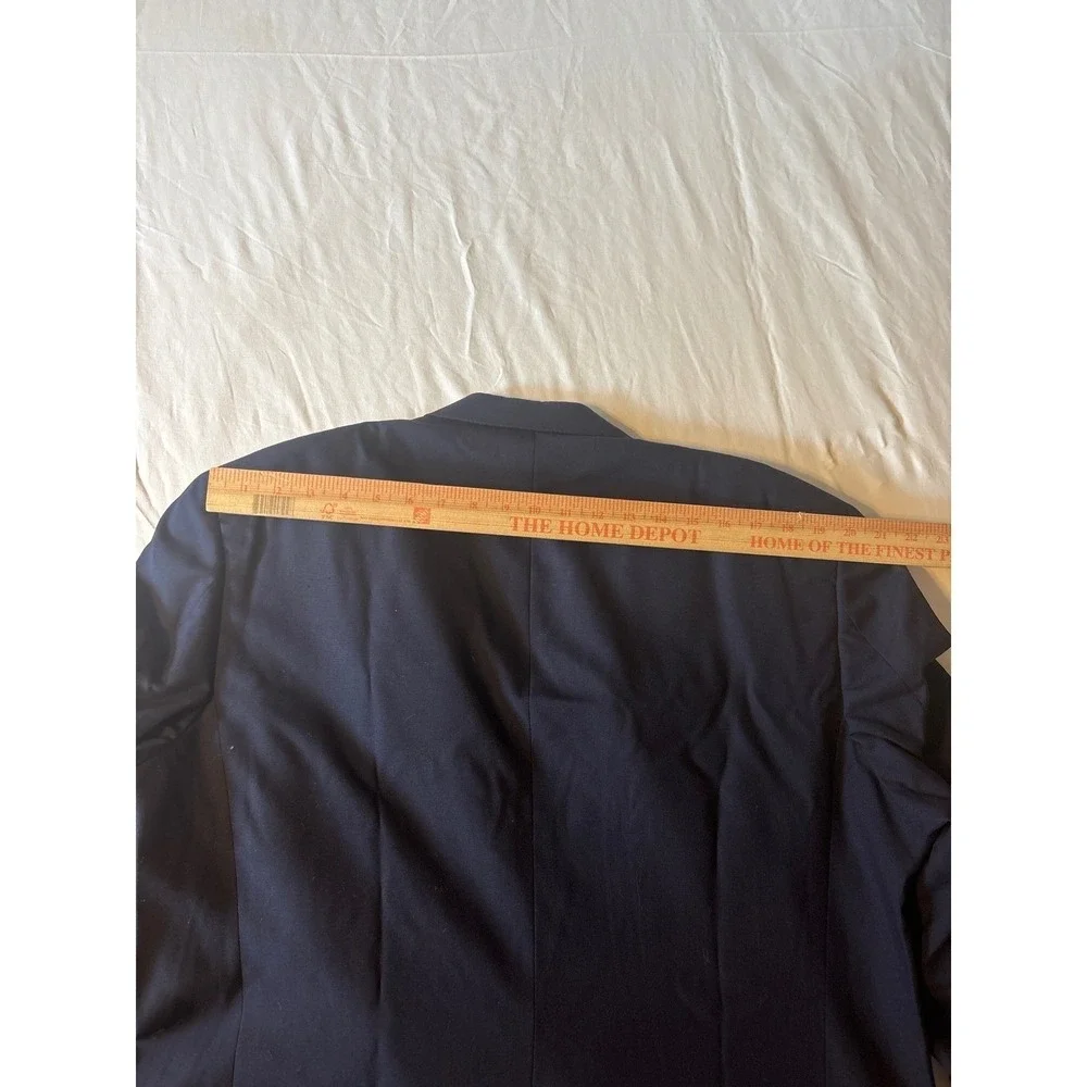 Vtg Burberry Blazer 100S Wool Mens 43.5L Navy Blue Gold Button
